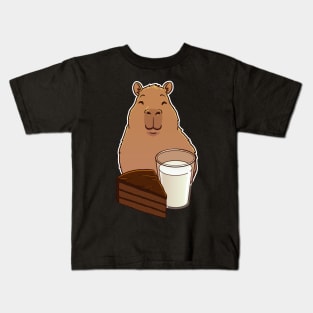 Capybara Chocolate Cake and Milk Kids T-Shirt